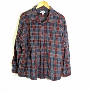 L.L. Bean women’s slightly fitted Red gray plaid Flannel Shirt sz 3x top button